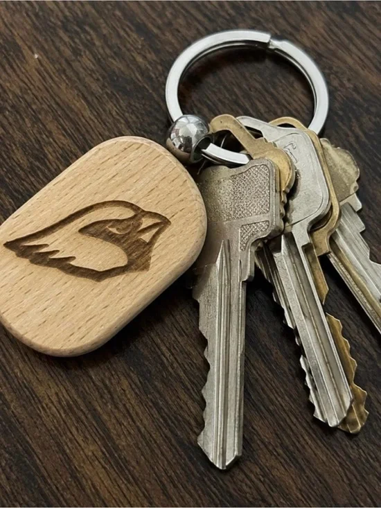 Set of 3 Engraved ARIZONA CARDINALS wooden key chain - Light Natural