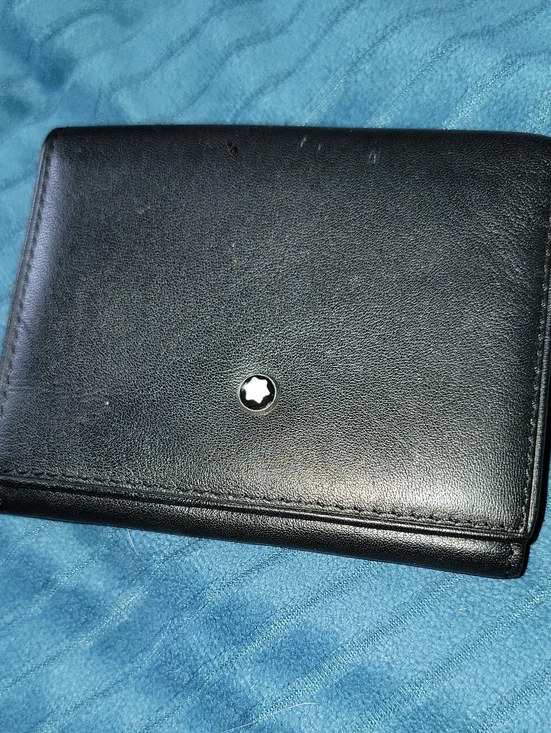Montblanc Black Leather Bifold Wallet with White Star Emblem