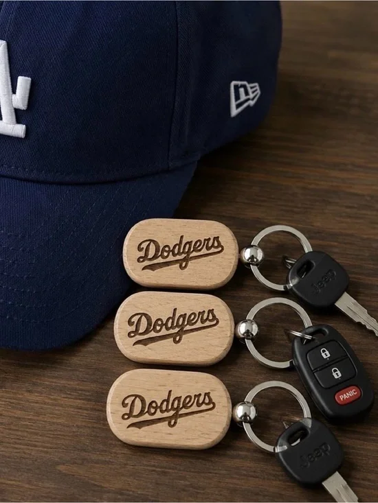 Los Angeles Dodgers Natural Wood Keychain Set - 3-Pack