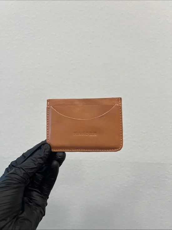Mandrn Tan Leather Card Sleeve Wallet