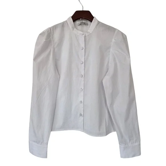 Madewell Puff‎ Sleeve Button Up Shirt Women M White NWOT $88 NW627