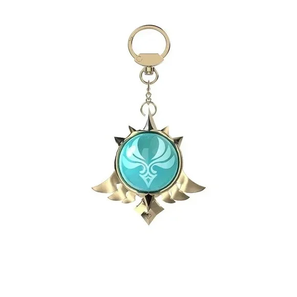 Genshin impact anemo blue glass keychain new