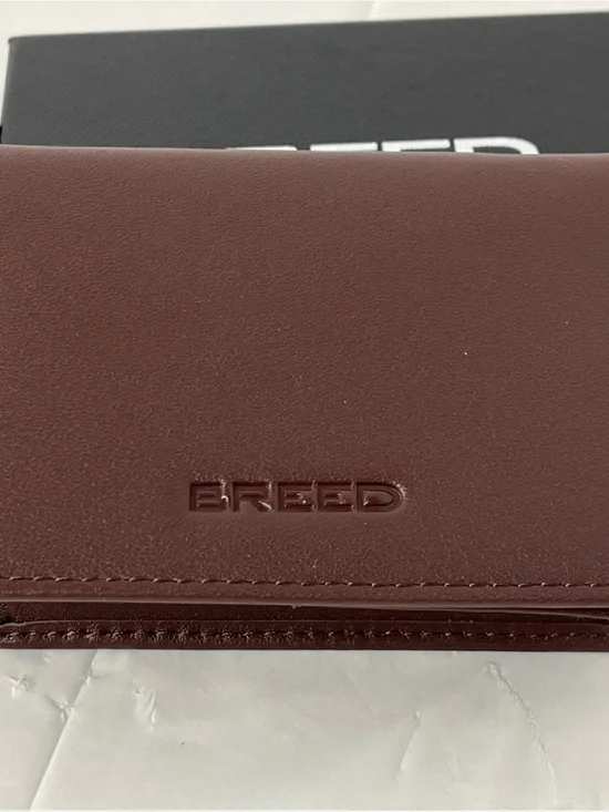 Breed Embossed Leather Wallet in Burgundy Brown