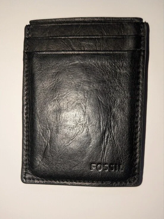 Fossil Black Leather Slim Magnetic Card Sleeve