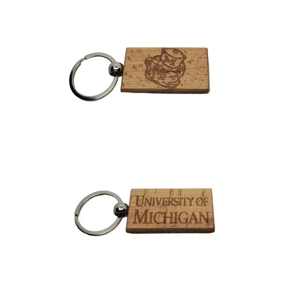 MICHIGAN FOOTBALL one‎ custom wood keychain laser burned