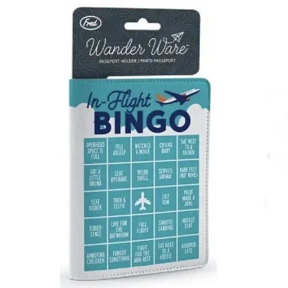 NWT Genuine Fred Wander Ware Passport Holder Wallet - IN FLIGHT BINGO