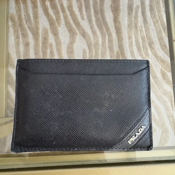 Prada Black Saffiano Card & Key Sleeve