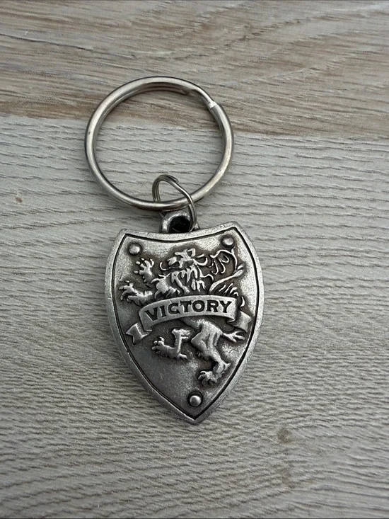 Victory Shield Keychain - Silver-Tone Lion Crest