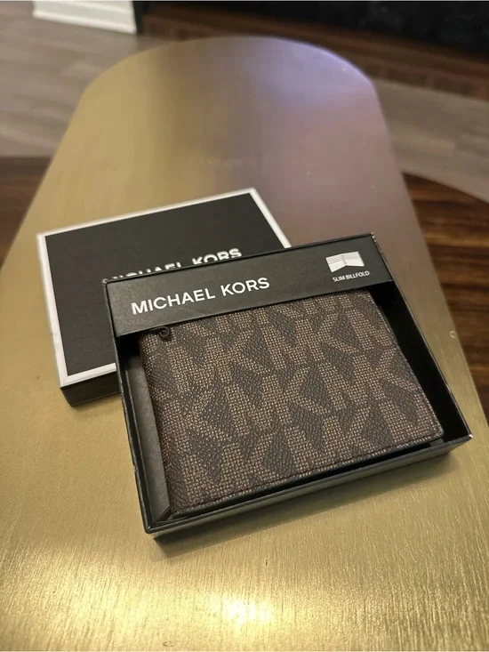 Michael Kors Men's Brown MK Logo Card & Key Wallet