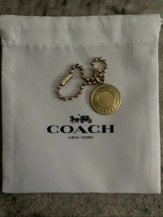 COACH Gold-Tone Round Token Charm with coach ball chain