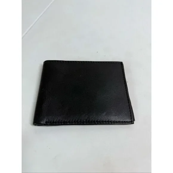 Men’s Leather Bifold Wallet ID / Credit Cards Slots Black See Description