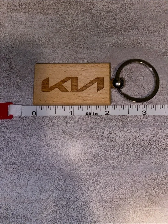 Branded Wood Keychain - Natural Wood & Silver Ring