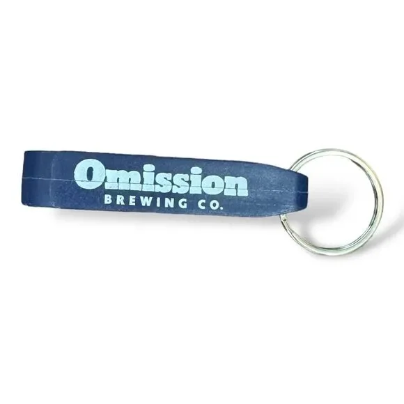 Omission Brewing Blue Bottle Opener Keychain Metal Utility