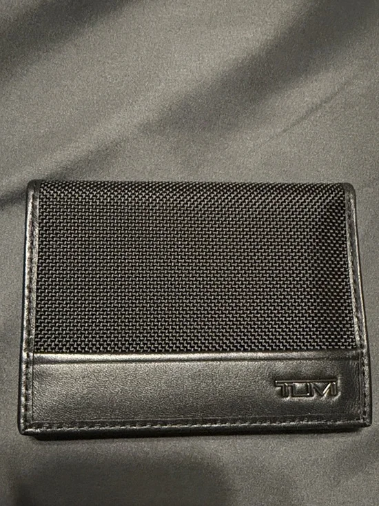 Tumi Black Nylon and Leather Bi-Fold Card Holder