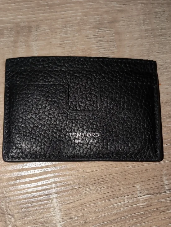 Tom Ford Black Pebbled Leather Slim Card Case
