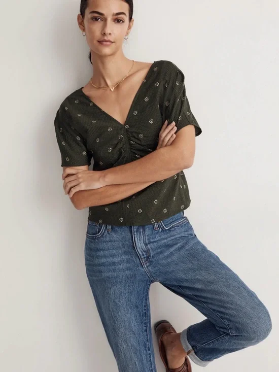 Madewell Voile Puff-Sleeve Top in Floral