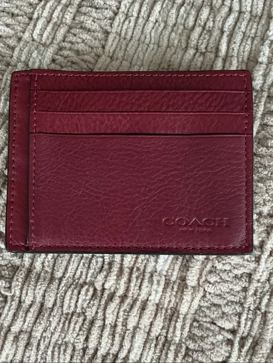 COACH Burgundy Leather Card Holder