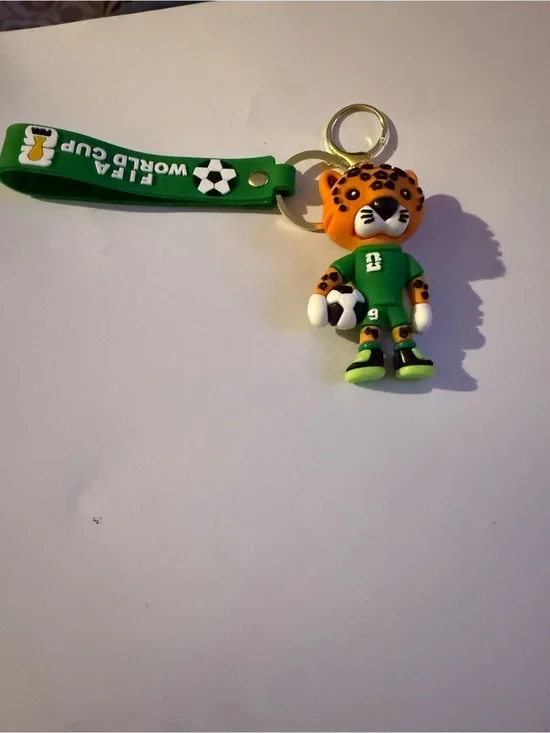 Green Soccer Leopard Keychain.