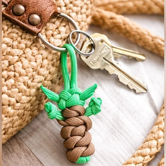 Green and Brown Paracord Keychain