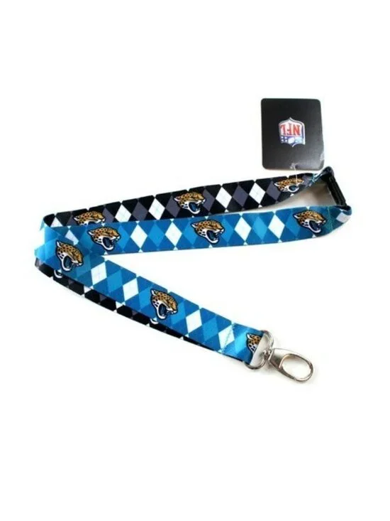 Jacksonville Jaguars Lanyard Keychain Argyle Reversible 2-Tone With Clip NFL New
