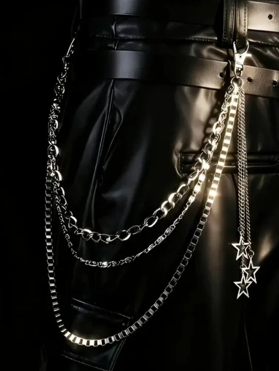 Men's Multi-Chain Waist & Pocket Accessory - Silver