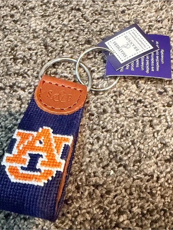 S&B AUBURN Navy and Orange Collegiate Embroidered Key Fob