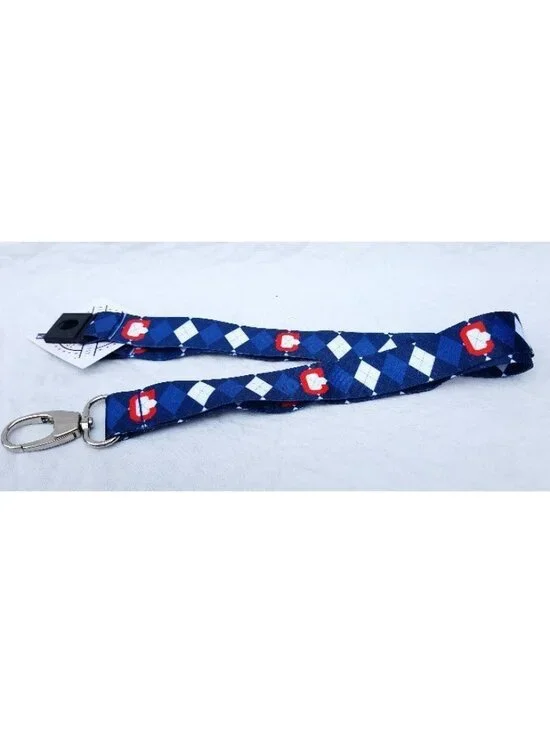 CLEVELAND INDIANS LANYARD KEYCHAIN ARGYLE STYLE SOFT MLB NEW