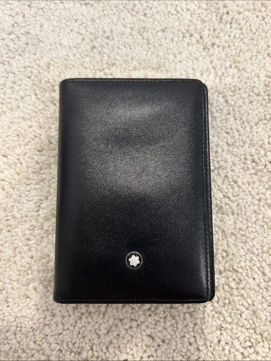 Montblanc Black Leather Travel Wallet with White Star Emblem