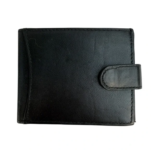 River Ridge Mens Black Genuine Leather Bi-Fold Wallet ID Card Holder Photos NEW‎