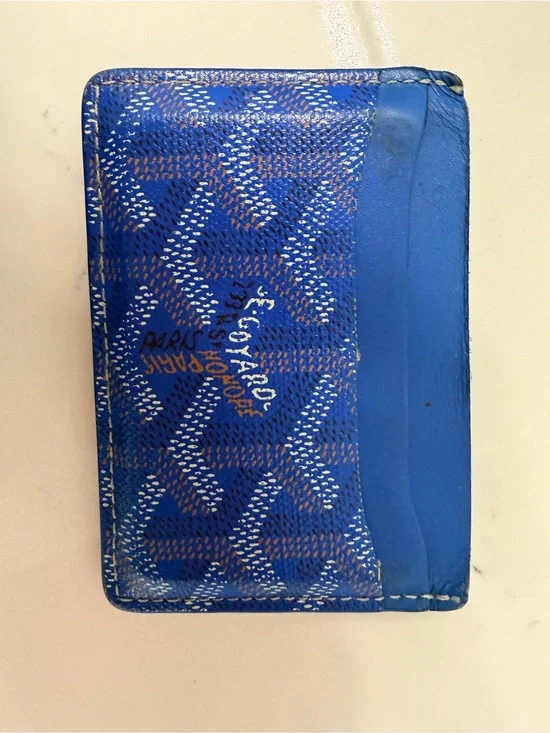 Goyard Royal Blue Card Case with Chevron Motif