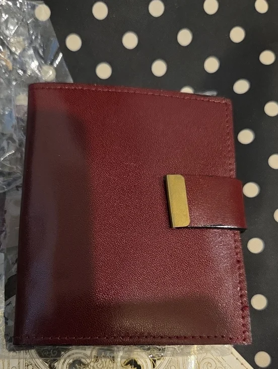 Men's Leather Bifold Wallet - Burgundy with Gold AccentItalian  business vintage
