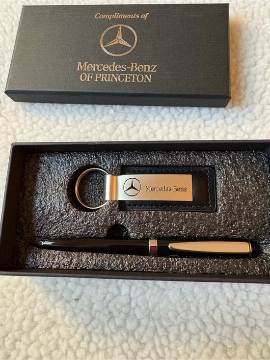 Mercedes Benz Black & Silver Keychain and Pen Set