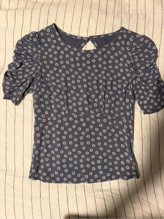 Abercrombie & Fitch Blue Daisy Puff-Sleeve Top