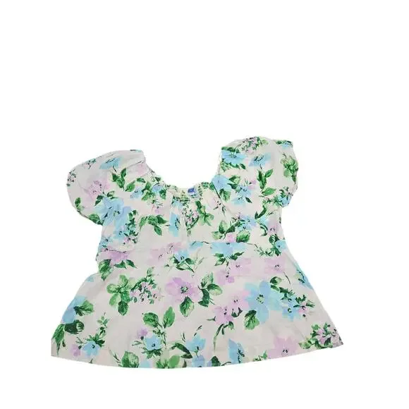 Old Navy Floral Babydoll Top XL Puff Sleeve Smocked Square Neck Cottagecore NWT
