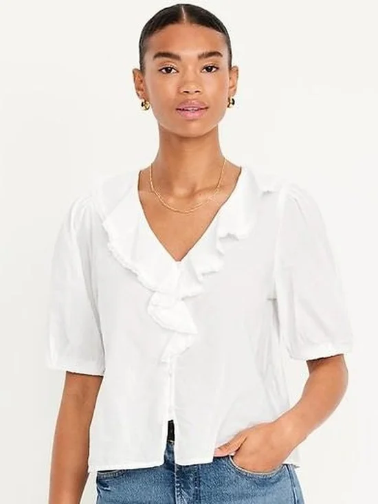ruffle collar button down top