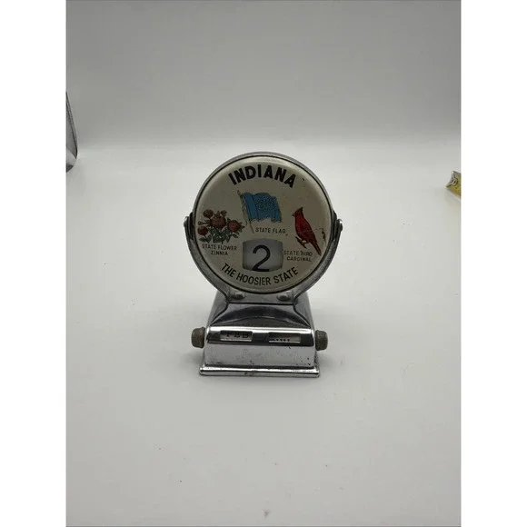 Vintage Indiana Cardinal State Bird Souvenir Clip Magnet Metal Paper Memo Holder