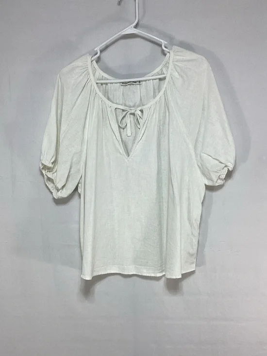 Abercrombie & Fitch XL Cream Tie-Neck Peasant Blouse