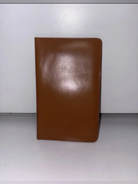 Vintage RUMPP WALLET SEAL KIDSKIN Leather Brown Credit Cards CHECKS