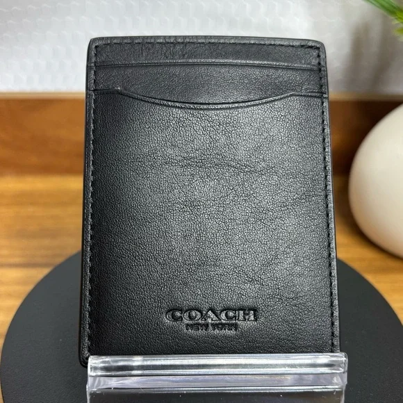 Coach Black Leather Card & Key Holder