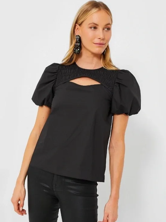 Tuckernuck HYACINTH HOUSE Black Keyhole Birdie Blouse Size XXS NEW