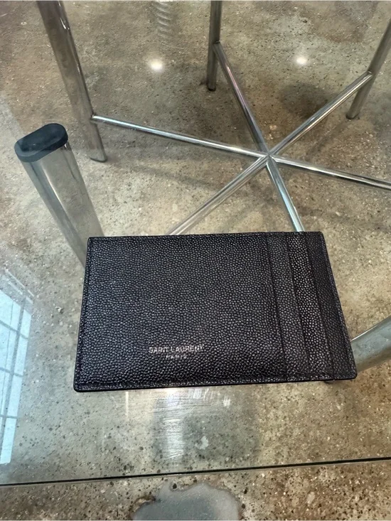 Saint Laurent Black Textured Leather Slim Card Case