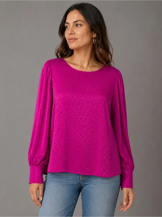 Lilly Pulitzer Pink Jacquard Leopard Print Blouse Top Women’s Small Puff Sleeve
