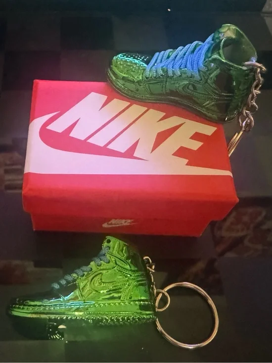 Nike Green Sneaker Keychain - Miniature Shoe Accessory w/ Box