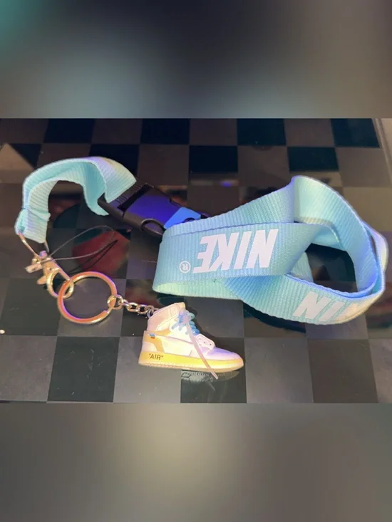 Nike Aqua Blue Lanyard with Sneaker Keychain