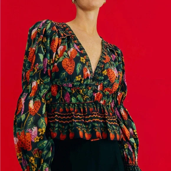 Farm Rio Lady strawberry blouse