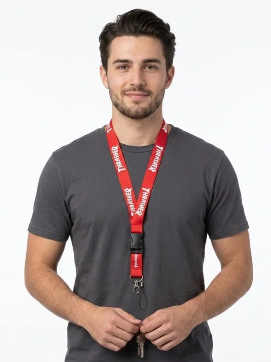 Thrasher Red Lanyard with White Logo