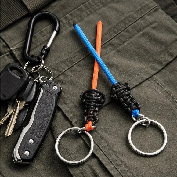 Handmade set of 2 Jedi lightsaber Paracord Keychains