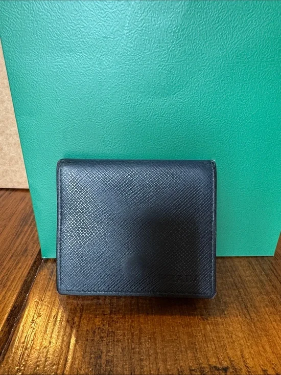 Prada Black Saffiano Leather snap pouch
