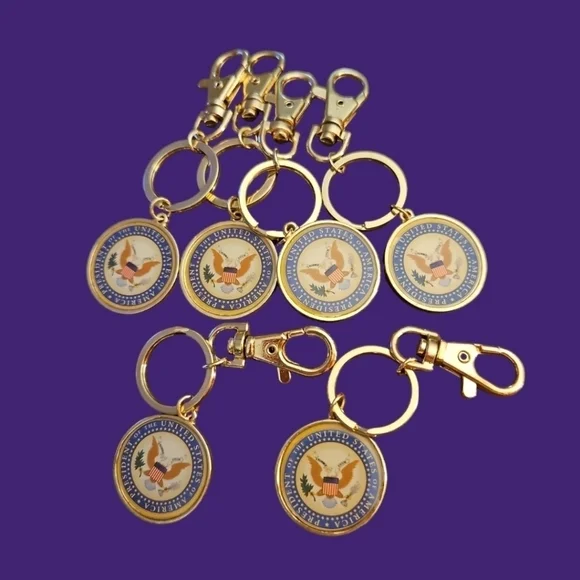 Lot of Six Presidential Seal Crest Keychains
