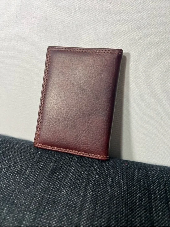 Vintage Borgo Etruschi Vera Pelle Italian Leather Bifold Wallet Dark Burgundy